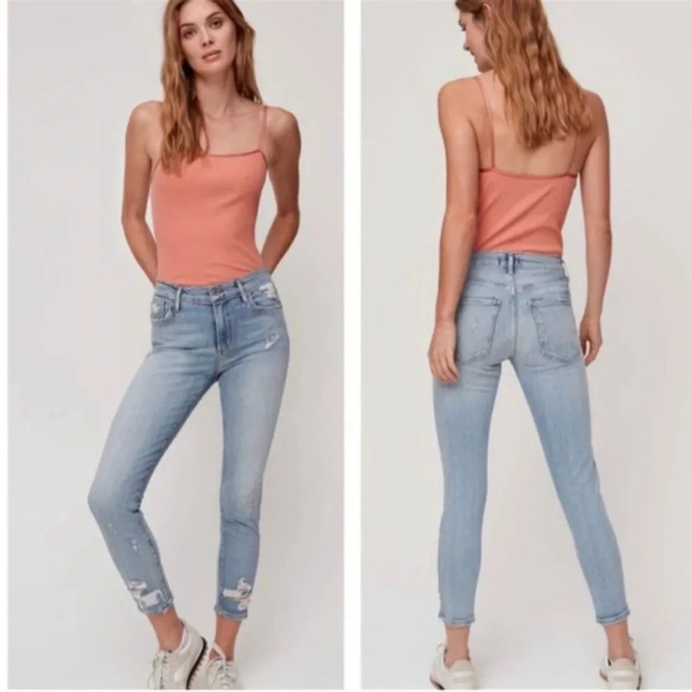 AGOLDE Sophie Crop Jean With Chewed Hem and Waistband Size 26‎
